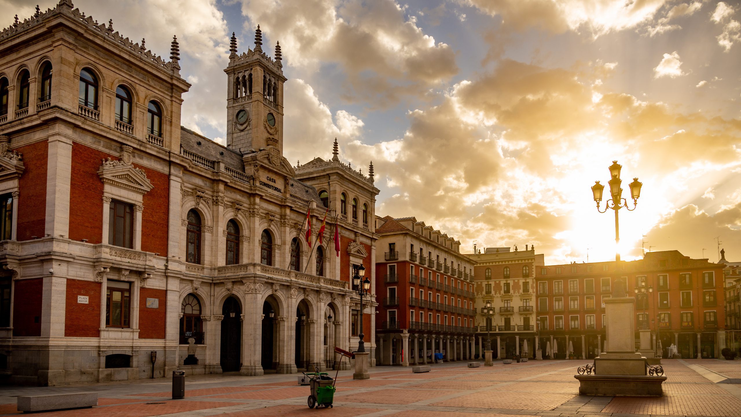 Plaza Mayor De Valladolid with the town hall in Spain