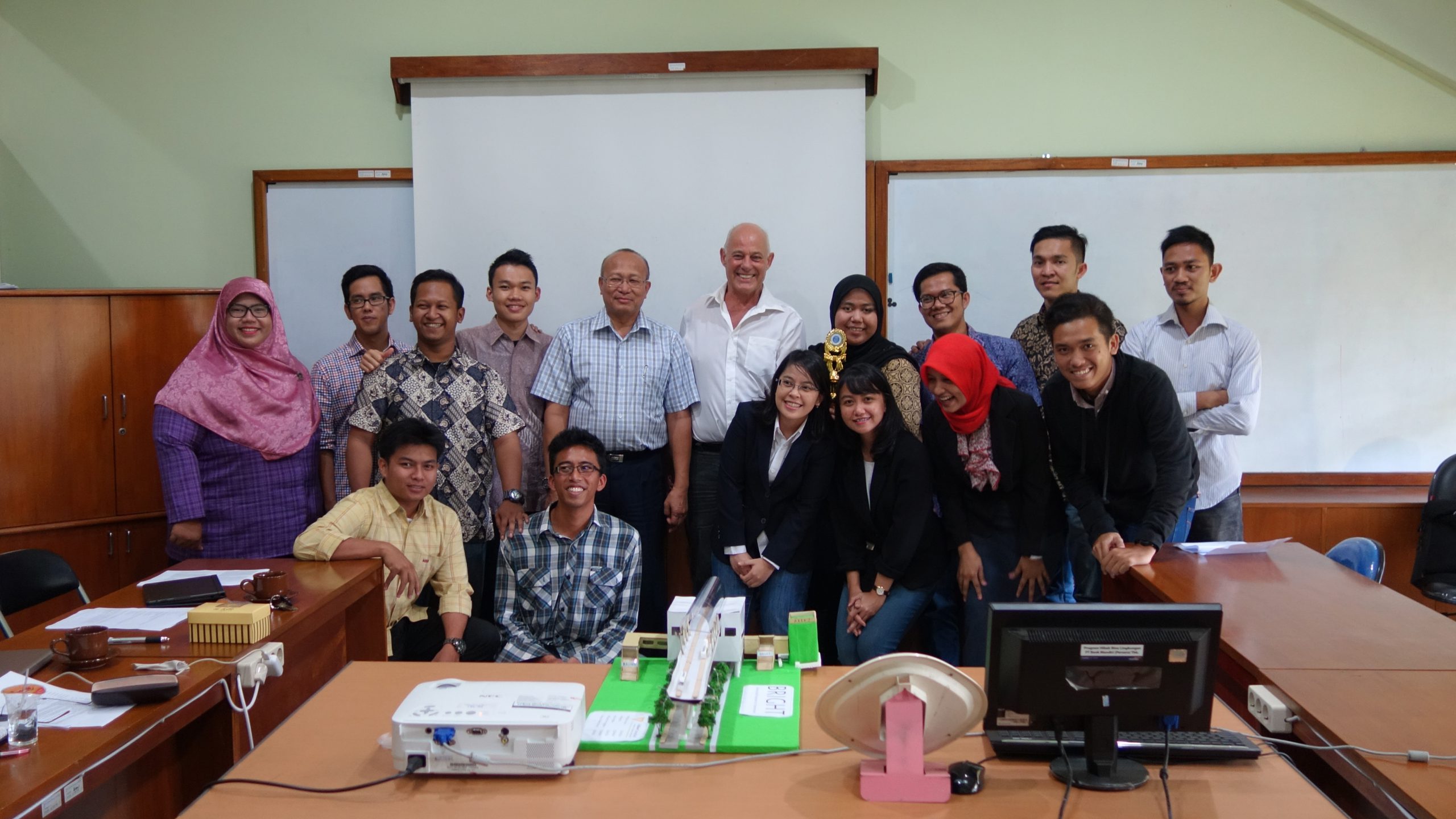 Barry Jones (center, in white shirt) with faculty and students at Ho Chi Minh University of Technology and Education
