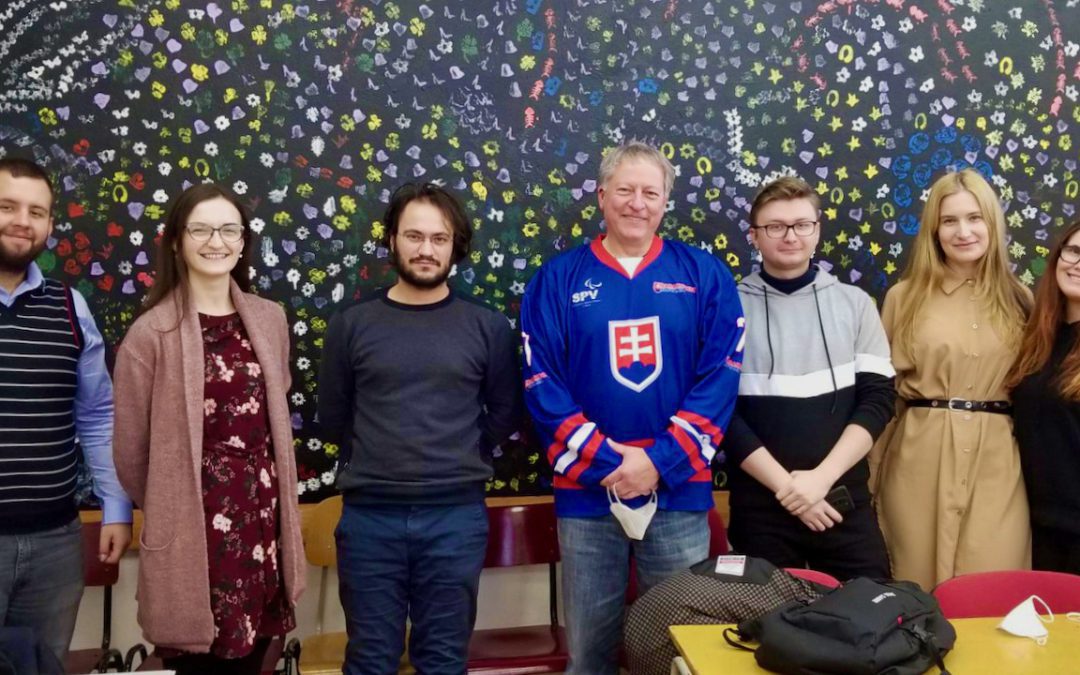 Michael Lucas (center) with some of his students from the Institute for Aesthetics and Arts Culture at University of Prešov.