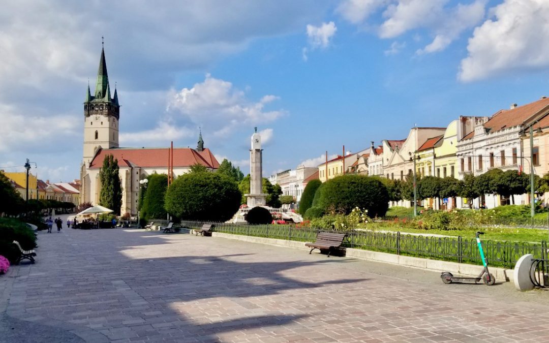 The historic center of Prešov, four blocks from the university