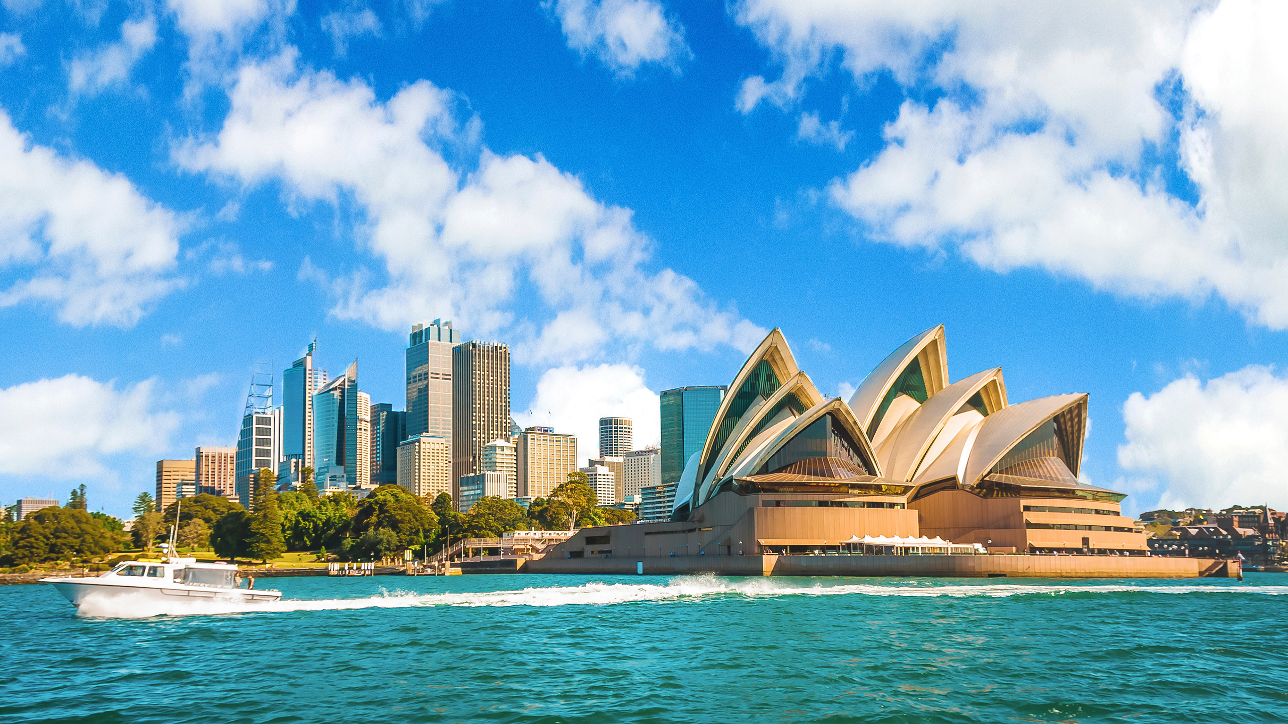 The city skyline of Sydney, Australia. Circular Quay and Opera House.