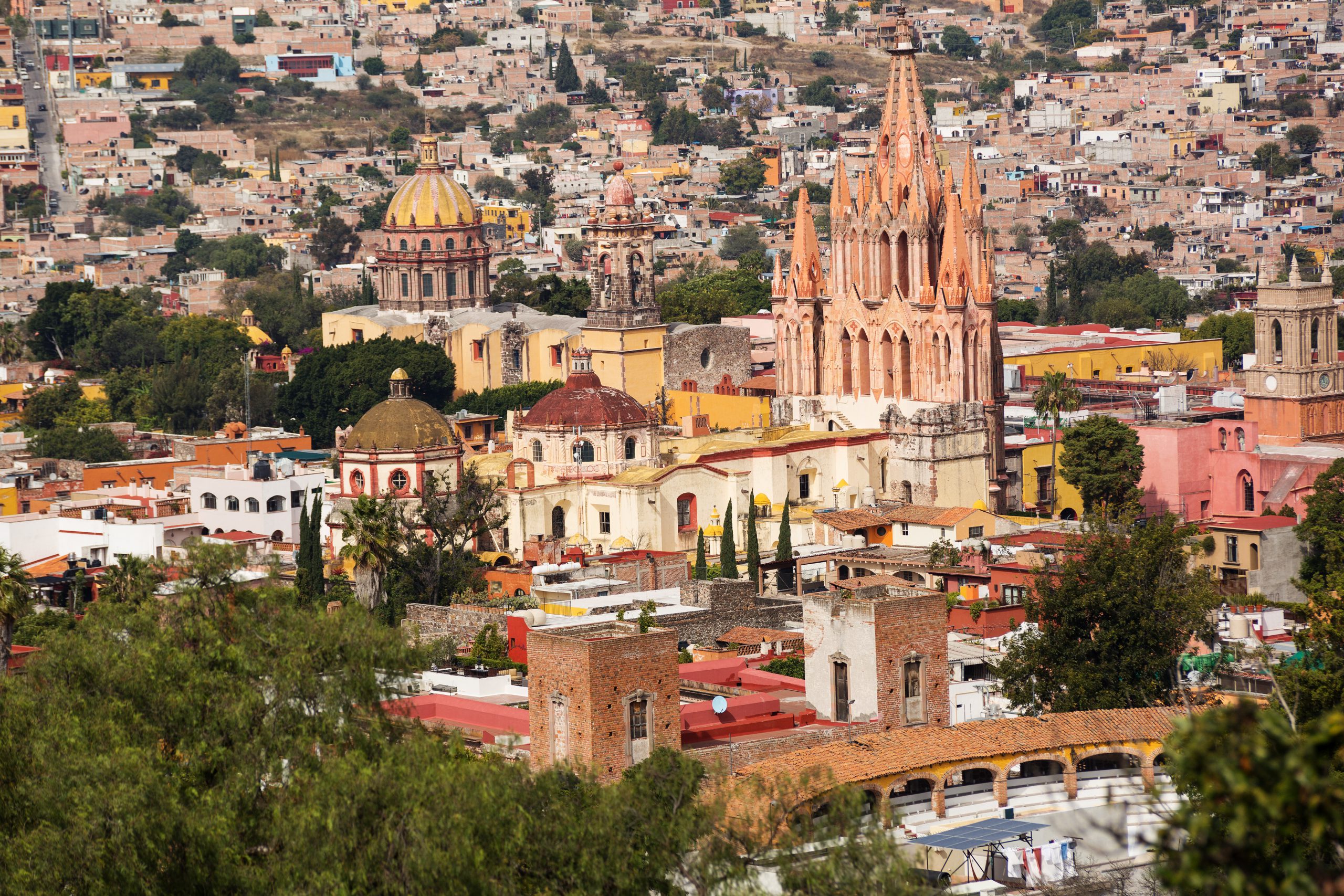 the center of San Miguel de Allende, Guanajuato, Mexico, seen from above