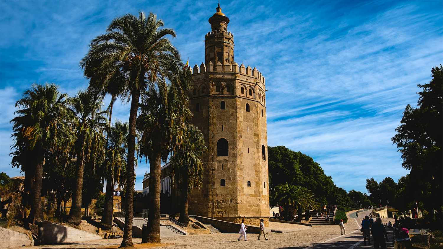 Torre del Oro - a dodecagonal military watchtower in Seville, southern Spain.