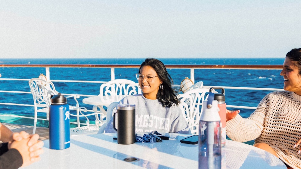 Students on a boat