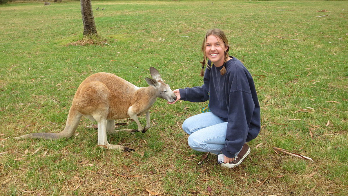 Student with a kangaroo