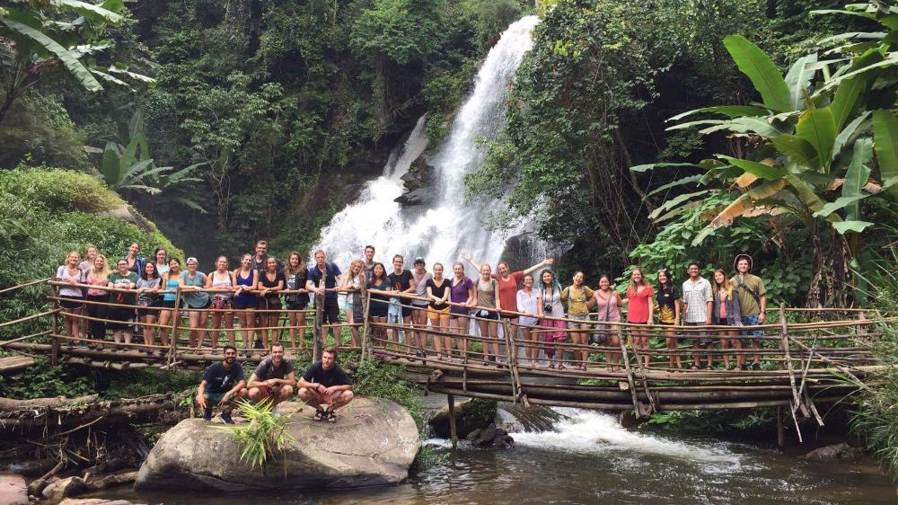 Students on a bridge