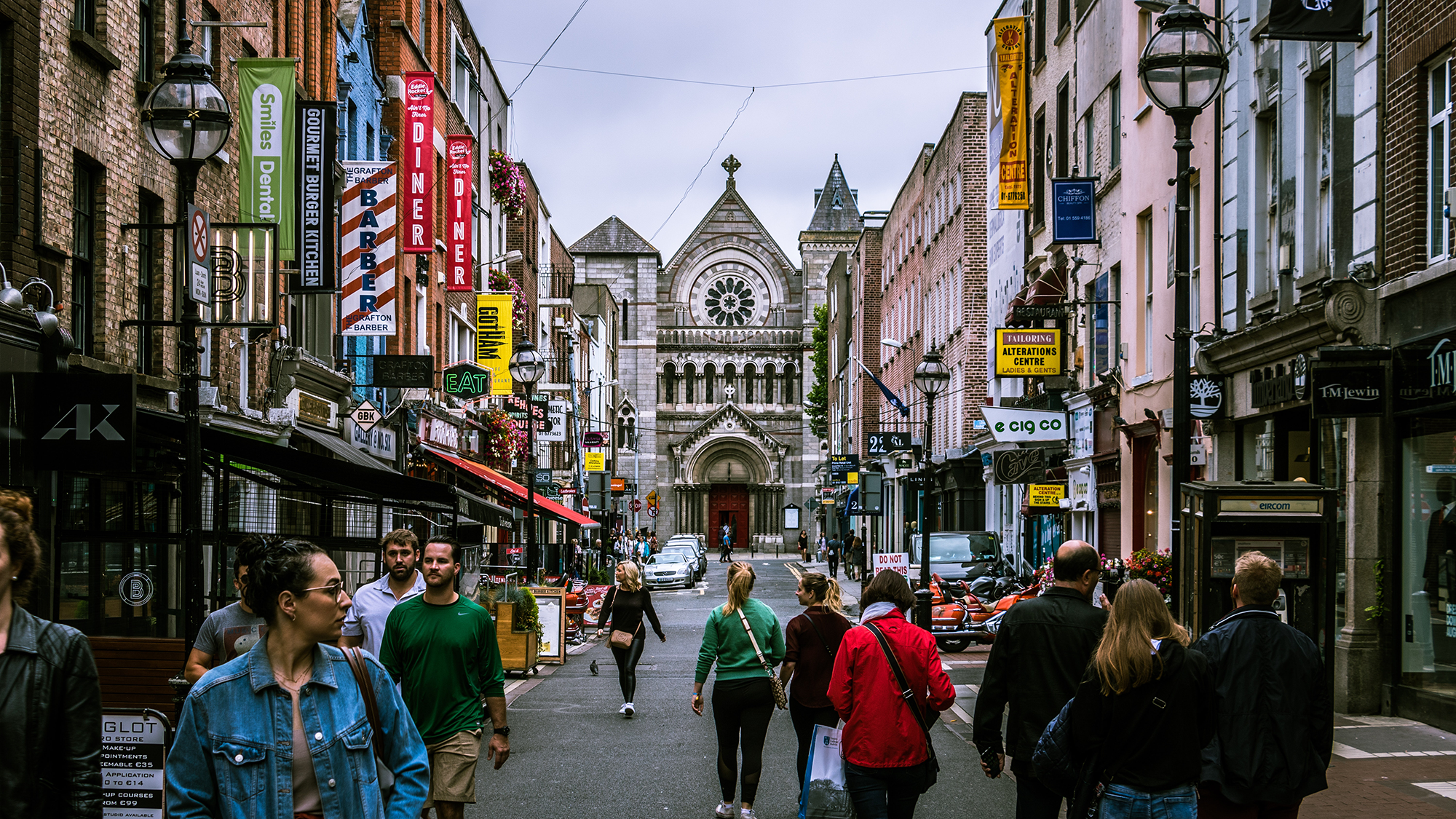 People walking on the streets of Dublin Ireland